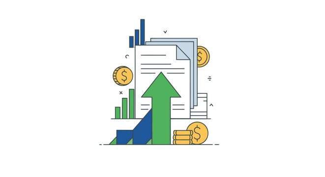 Financial Growth Arrow and Coins - Business Success Concept