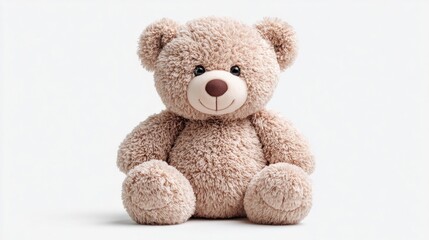 Fototapeta premium Adorable teddy bear sitting on a white background, perfect for children's projects