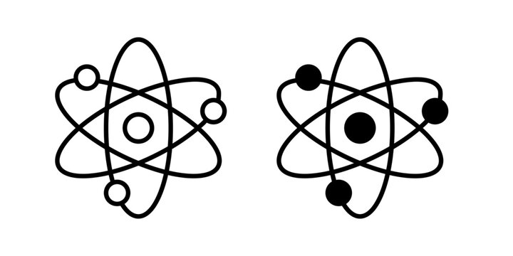 Physics icon in outline and solid style. Perfect for science, education, and research apps on white background.