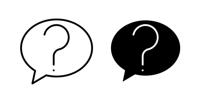
Question icon in outline and solid style. Perfect for FAQ, help, and support apps on white background.