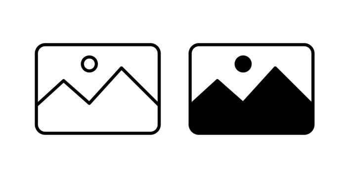 Photo gallery icon in outline and solid style. Ideal for photography, media, and image sharing apps on white background.