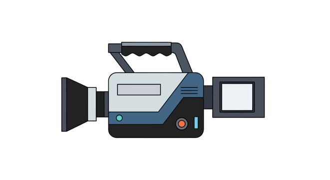 Retro Video Camera Icon, Vintage Camcorder Illustration, Old School Movie Making Equipment