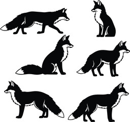 Obraz premium Fox Silhouette Set Vector Collection for Logo and Branding
