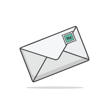 A Simple Cartoon Illustration of a Sealed Postal Envelope.