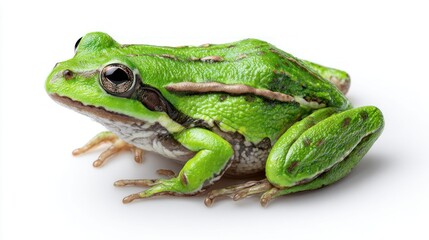 Obraz premium Vibrant green frog isolated on a clean white background
