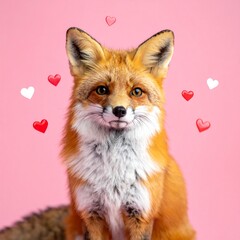 Fototapeta premium Niedlicher Fuchs mit Herzen