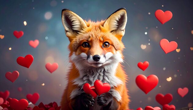 Niedlicher Fuchs mit Herzen