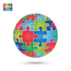 Naklejka premium Colorful Puzzle Globe Symbolizing Global Unity and Environmental Awareness.