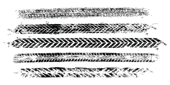 Black tire tracks and road marks on the ground