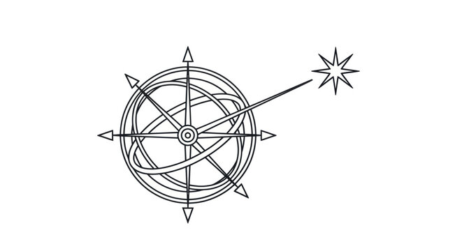 Stylized Compass Rose and Guiding Star Illustration