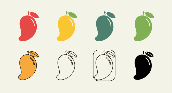 Colorful apple icons in various styles and colors on beige background for branding