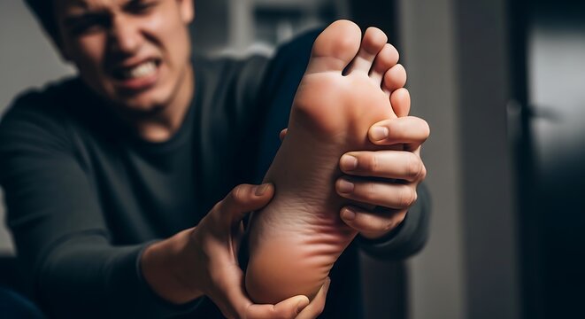 Man Gripping Foot in Pain