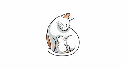 Obraz premium A mother cat gently cuddles her small kitten close, showing affection