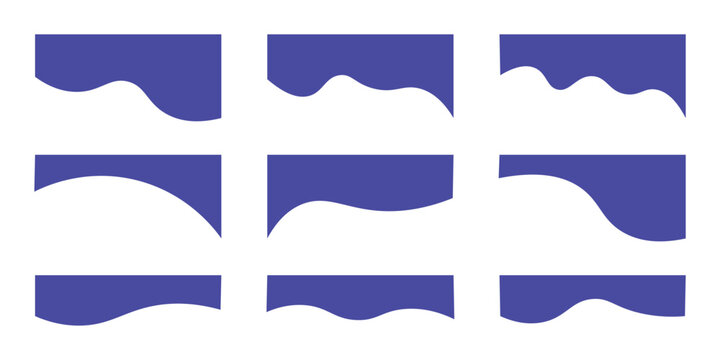 Collection of dividers shape templates. Modern separator header for website and app. Curve lines, wave collection of abstract design element for top and bottom page web site.