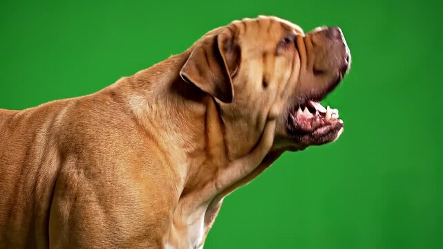 Intense angry dog barking and growling on green screen