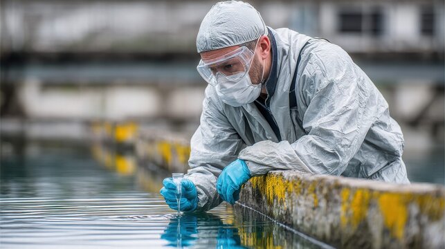 Scientist testing water quality in a treatment plant