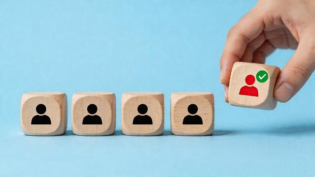 Business decision making selecting the best candidate for job recruitment human resources management choosing the right person from pool of applicants for company team building