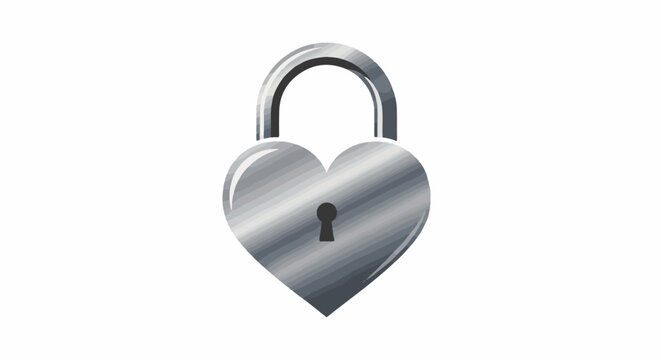 A metallic heart-shaped padlock with a shackle