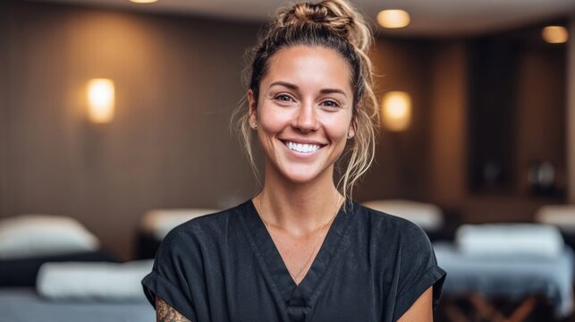 Smiling woman in a spa setting