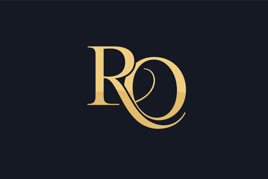 Luxury RO or OR Letter Logo Design with Elegant Gold Monogram Initials on Dark Background. Classic Serif Typography for Premium Brand Identity, Corporate Business, and Sophisticated Styling.