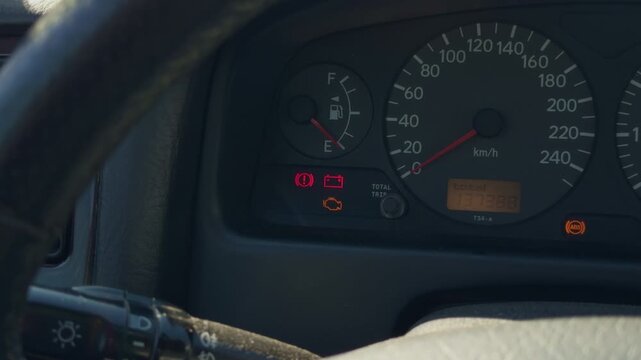 Danger: Check engine sign is visible. Expensive car repair due