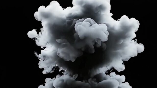 Smoke billows intensely upwards in a dark atmosphere with dense clouds