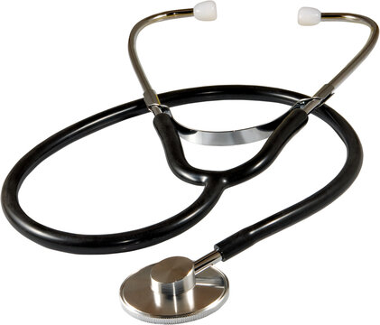 Stethoscope used by medical professionals for checking heart and lung sounds during patient exams in healthcare settings