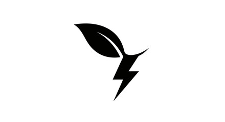 Obraz premium Black leaf lightning bolt logo symbol.