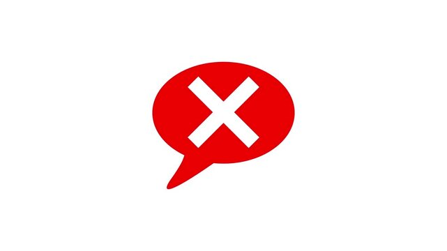 Cross icon pop up animation on white background. digital error alert symbol, notification message concept