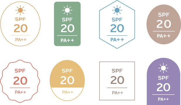 UV Label Design Set SPF Badge Icons for Cosmetic Packaging