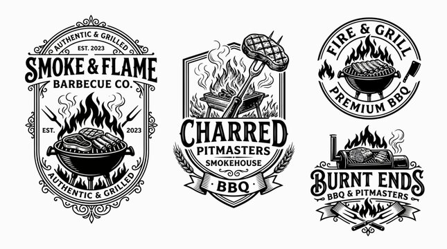 Black and white barbecue logos.