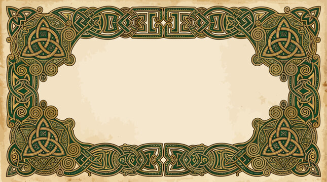 Celtic Knotwork Medieval Border Vintage Frame Vector