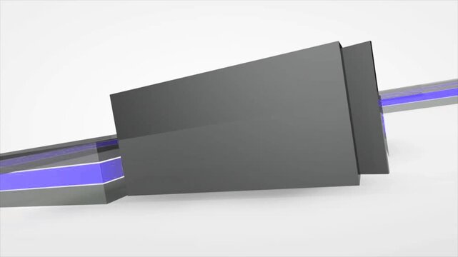3D Modern Corporate Green Screen Slideshow Template with Blue Abstract Lines and Digital Media Displays for Business Promos