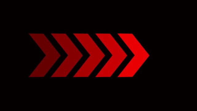 Red arrow directional motion overlay on black background, for ui and, navigation