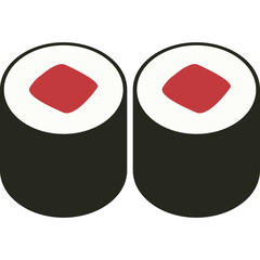 Two pieces of tuna maki sushi illustration © Maiza 
