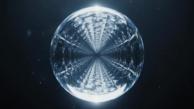 Impossible Infinite Reflection Within a Perfect Polished Water Sphere Floating in Frictionless Vacuum, Hyperreal Geometric Surrealism, 4K Static Rare