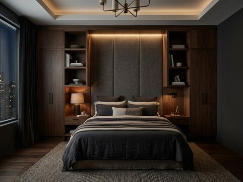 Hotel Suite Bedroom with Custom Millwork and Concealed LED Lighting