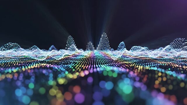 Abstract digital landscape of data visualization and information