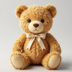 Obraz premium Teddy Bear Sitting on Clean Studio Surface