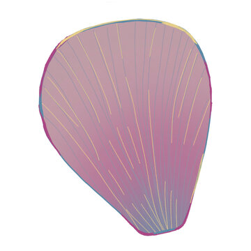 png illustration of pink seashell blue beach in summer