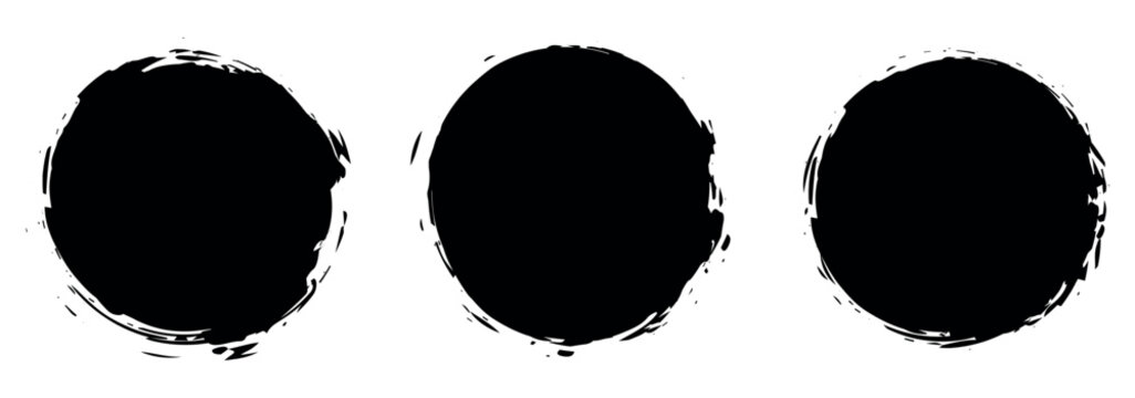 Black round brush painted circle banner on background