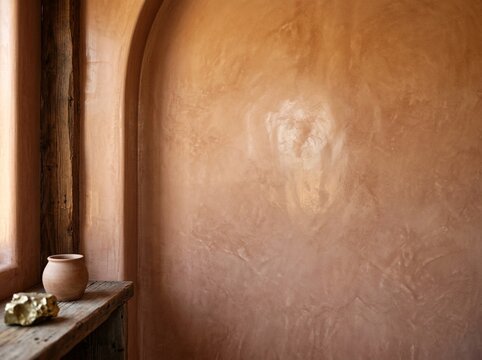 Close-up of Smooth Polished Moroccan Tadelakt Plaster Surface