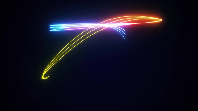 looping animation. Abstract colorful glowing neon wavy lines and bright lights. Abstract digital data wave. VJ loop. Big data light speed flow. Cyberspace of trail waves. Modern tech transmission