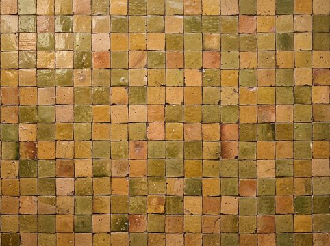 Macro Detail of Hand-cut Moroccan Zellige Tiles with Glaze Variation