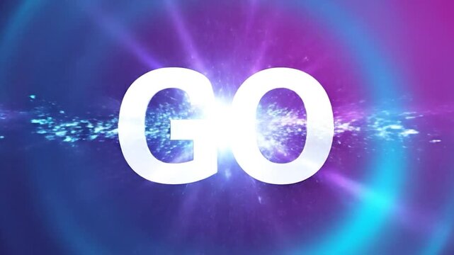 Animated countdown sequence starting from three two one and finishing with a go signal for events