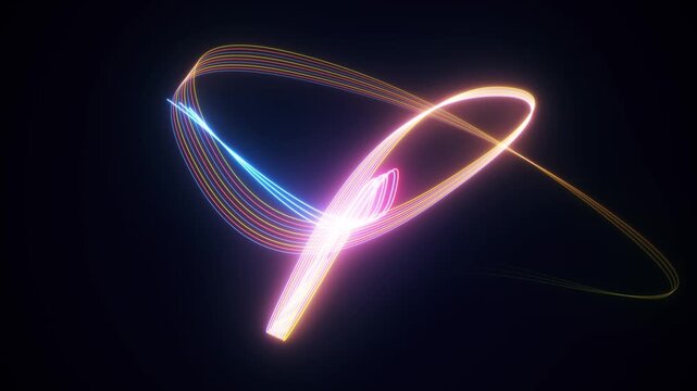looping animation. Abstract colorful glowing neon wavy lines and bright lights. Abstract digital data wave. VJ loop. Big data light speed flow. Cyberspace of trail waves. Modern tech transmission
