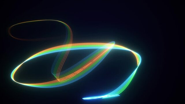 looping animation. Abstract colorful glowing neon wavy lines and bright lights. Abstract digital data wave. VJ loop. Big data light speed flow. Cyberspace of trail waves. Modern tech transmission