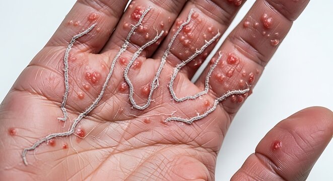Scabies Infestation on Human Hand