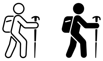 Fototapeta premium hiker backpack person icon outline filled