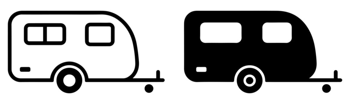 caravan camper trailer icon outline filled